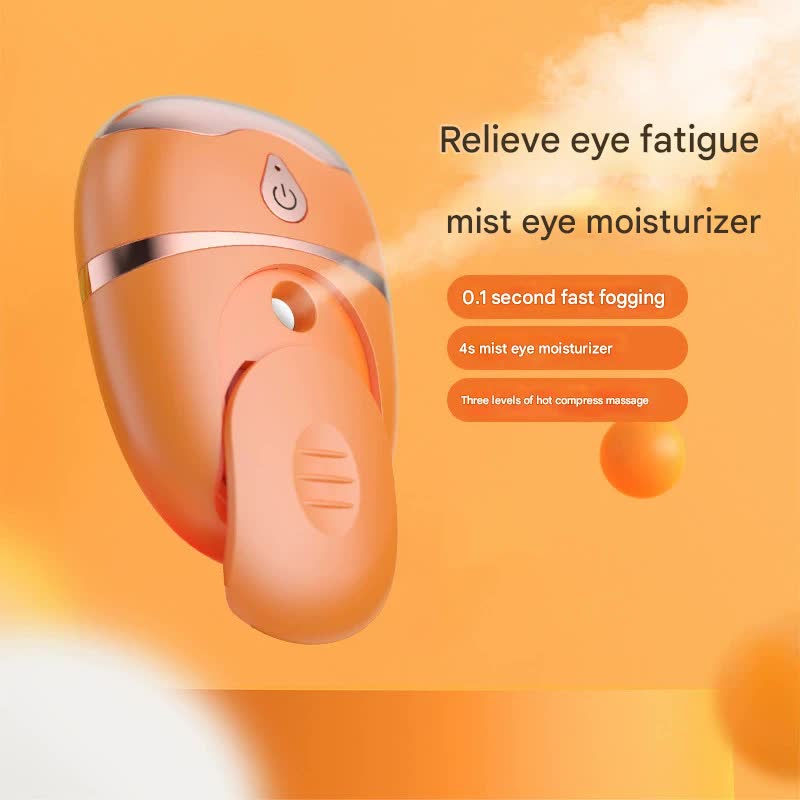 Portable Nano Mist Eye Massager & Humidifier - USB-C, Hot Compress, Wrinkle Reduction & Deep Hydration(White)