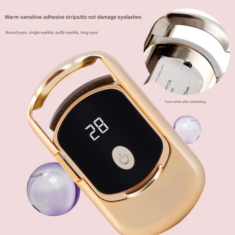 2pc Rechargeable Electric Heated Eyelash Curler - 55C Constant Temperature, LED Display, Gentle Curl