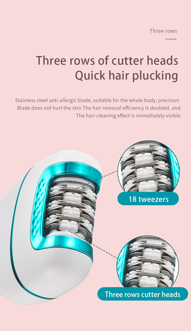 3-in-1 Ladies Electric Epilator, Shaver & Callus Remover with LED Display - Rechargeable & Waterproof(Pink)