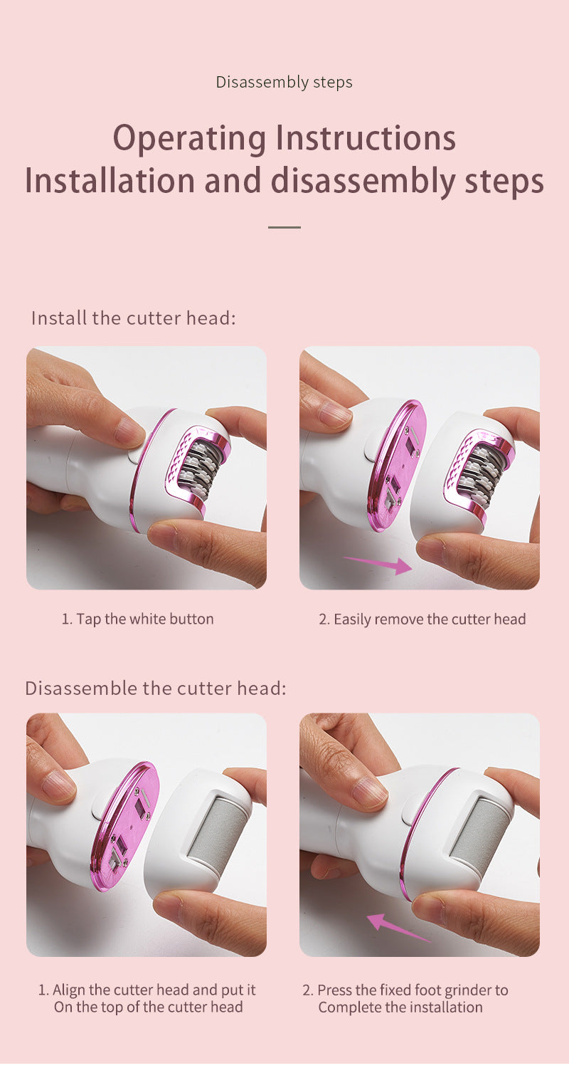 3-in-1 Ladies Electric Epilator, Shaver & Callus Remover with LED Display - Rechargeable & Waterproof(Pink)