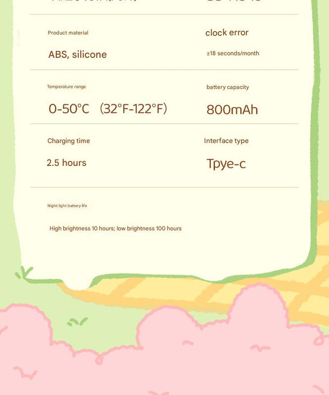 Cute Animal Digital Alarm Clock with Night Light, Temperature & Countdown Timer(Blue elephant)