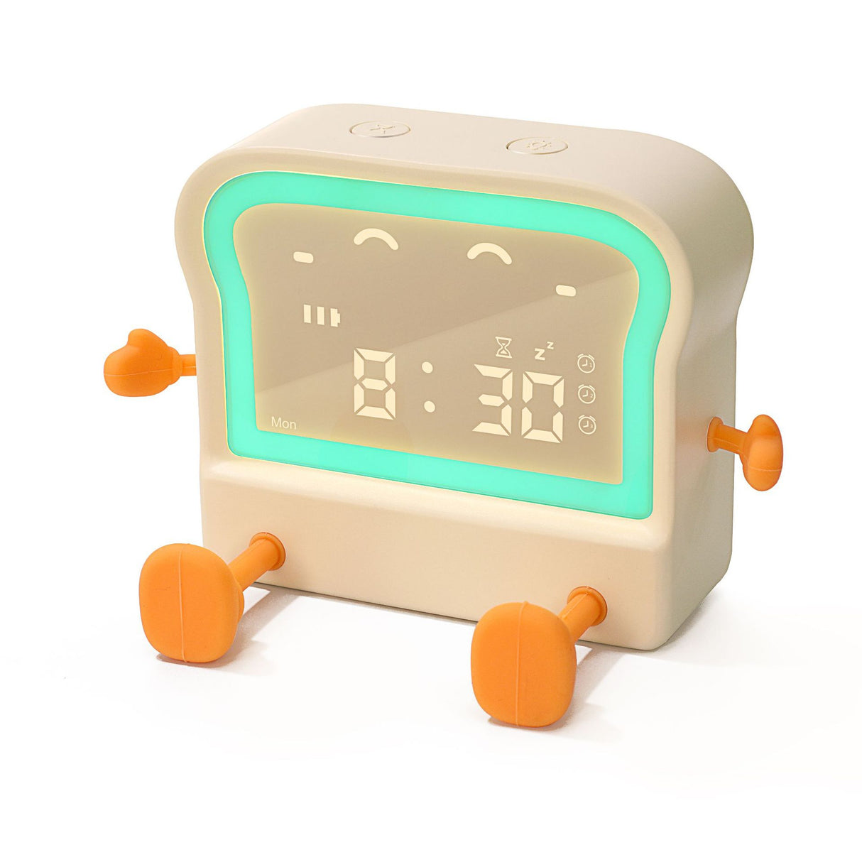 Adorable Toast-Shaped Digital Alarm Clock with Night Light & Phone Stand - Multifunctional Kids Clock(milky)