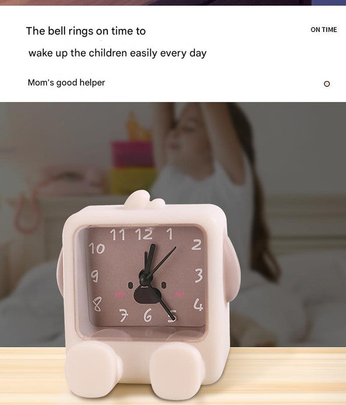 Adorable Cartoon Animal Alarm Clock - Silent Quartz Movement, Loud Alarm, Battery Operated(White Brown)