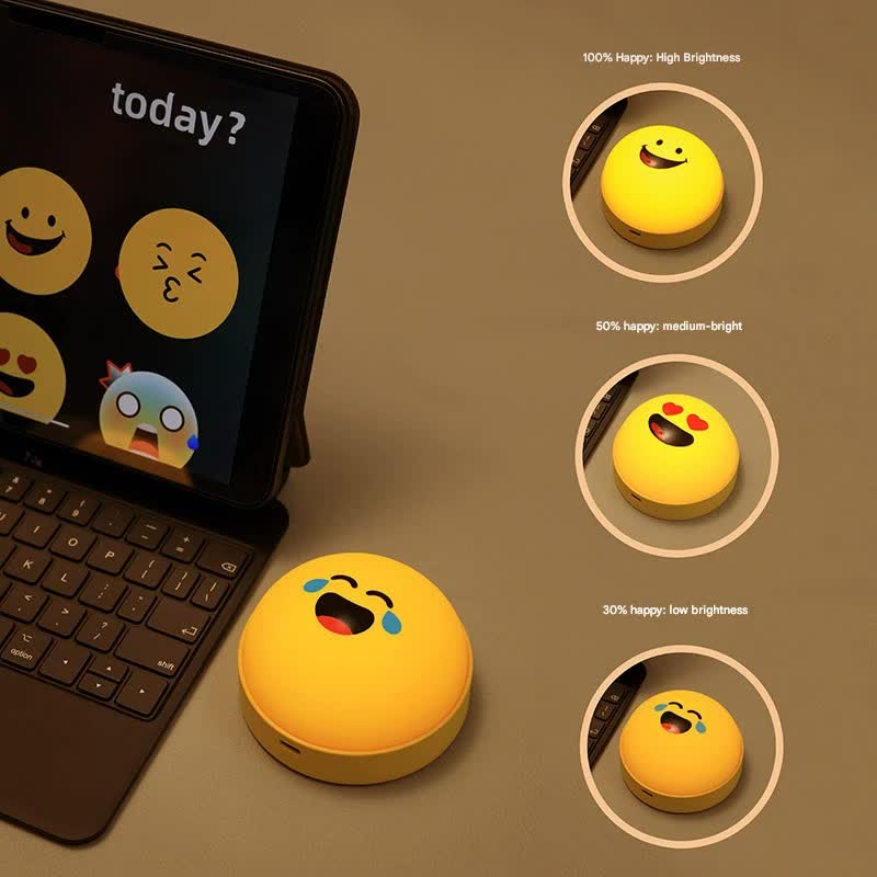 Fun Emoji LED Night Light - Tap Control, 7 Changing Options, 3 Brightness Levels & Magnetic Mount(Infatuated expression)