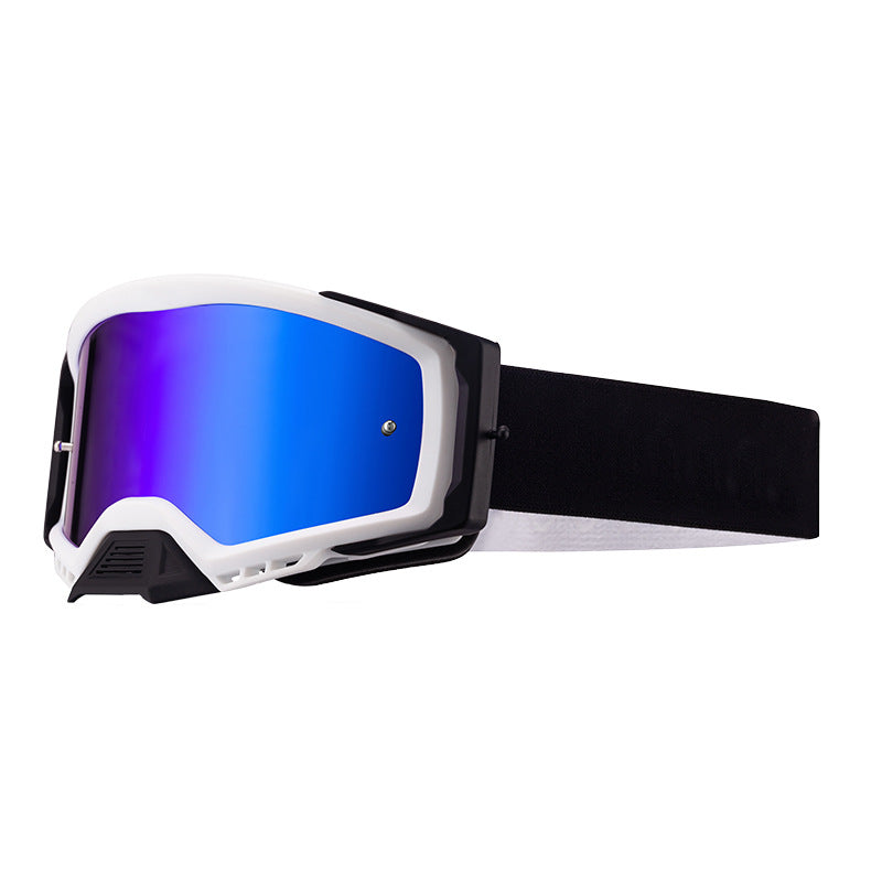 Panoramic Outdoor Sports Goggles - UV Protection, Windproof, Anti-Fog & Impact Resistant(Blue and white frame + blue film)