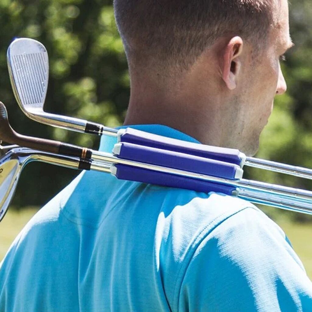 Portable Golf Club Carrier SILO - Holds 3 Clubs, Lightweight & Easy to (Blue and white)