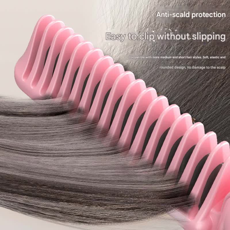 Foldable Wireless Hair Straightener Comb - 9 Temperature Settings, Anti-Scald, USB-C Rechargeable(pink)
