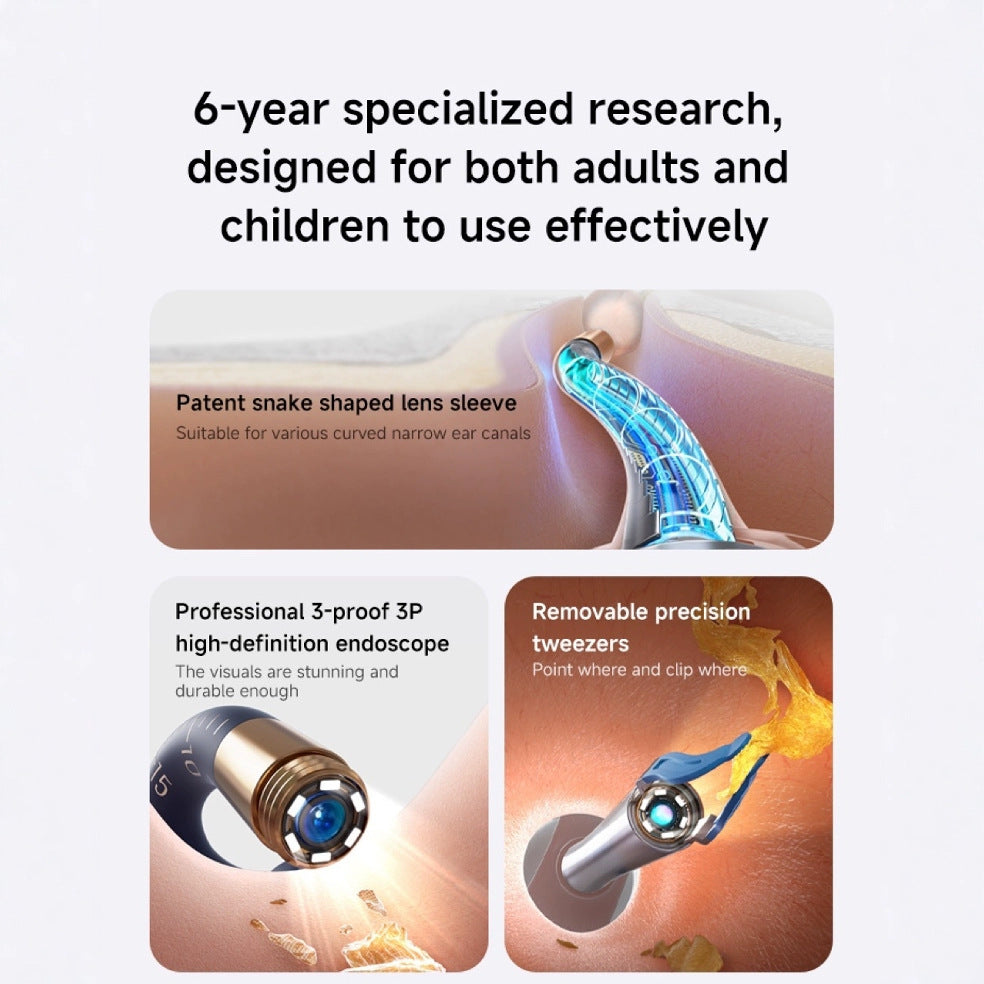 Smart Visual Ear Cleaner with HD Endoscope & Precision Tweezers - Safe for Adults & Children(white)