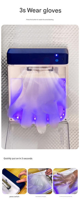 Automatic Disposable Glove Dispenser Machine with UV Sterilization - Quick & Hygienic Gloving,Gloves not included(Dark Blue)