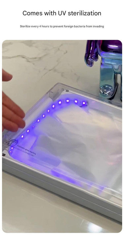 Automatic Disposable Glove Dispenser Machine with UV Sterilization - Quick & Hygienic Gloving,Gloves not included(Dark Blue)