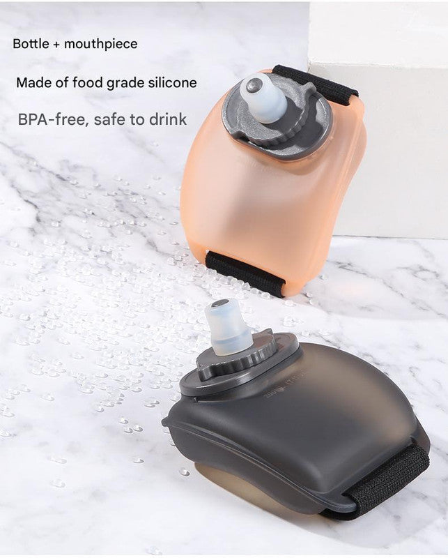 Wearable Sports Wrist Water Bottle - 200ml BPA-Free Silicone Flask with Adjustable Strap & Bite Valve(Transparent)