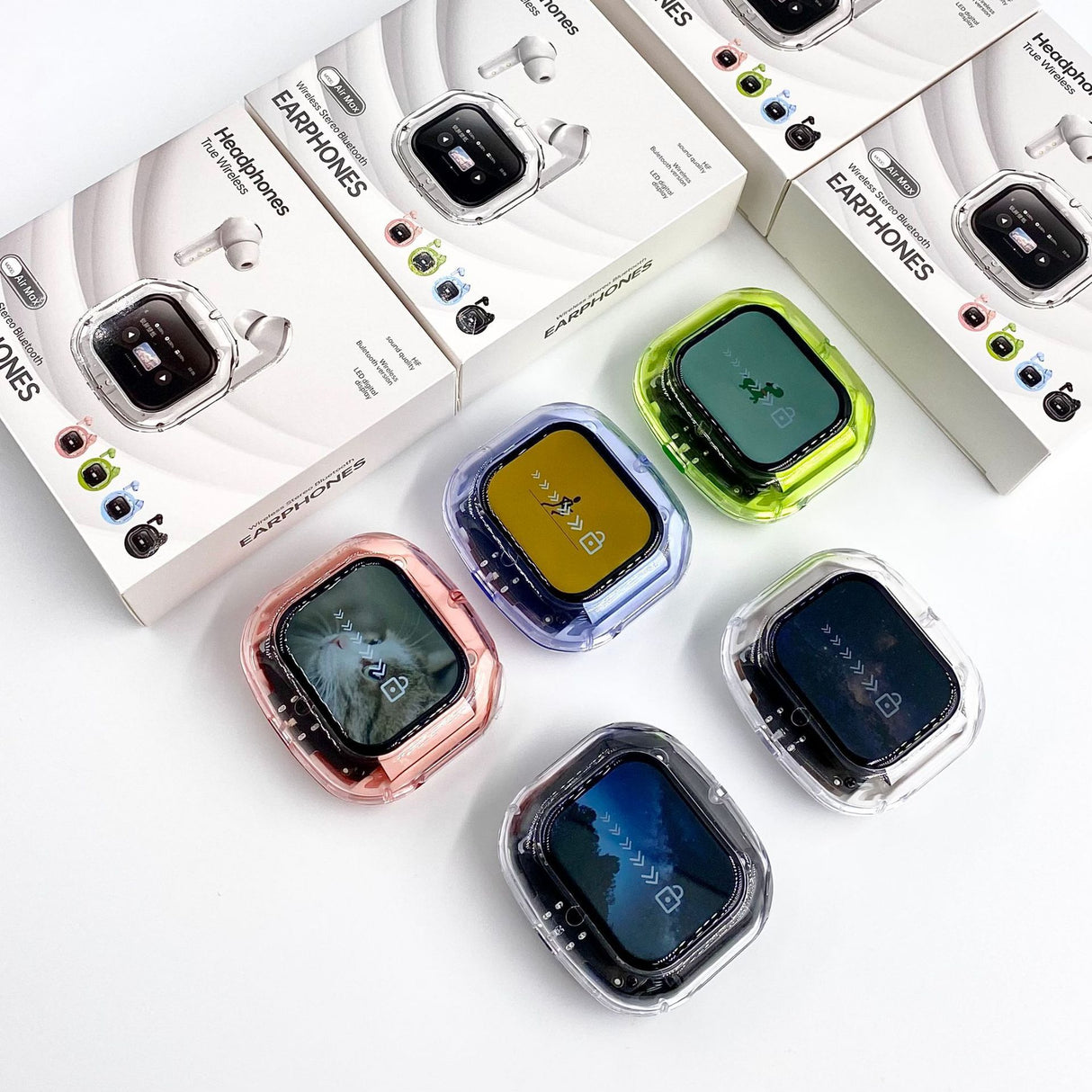 Transparent TWS Wireless Earbuds with Smart Call Noise Reduction & LED Display Case - Bluetooth 5.4(white)