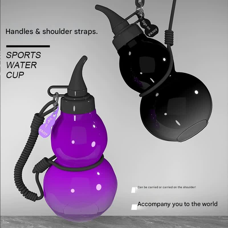Unique Gourd-Shaped Sports Water Bottle - 800ml Tritan Material, Leakproof with Carry Strap(red)