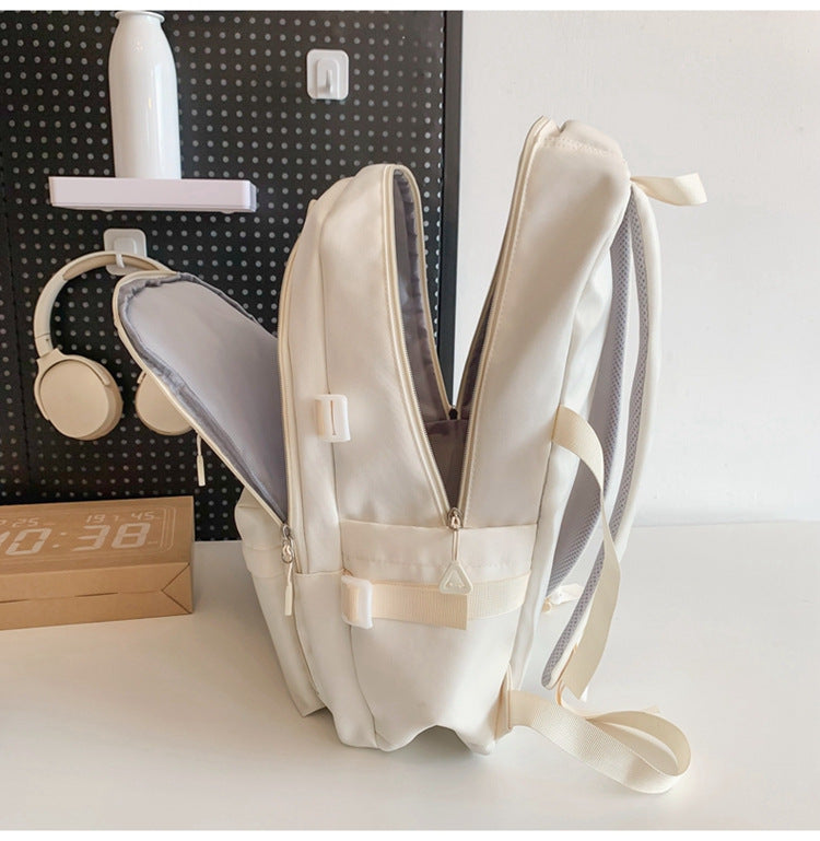 Large Capacity Nylon Backpack - Fits Tablet, A4 Magazines, Umbrella - Multiple Pockets & Adjustable Straps(red)