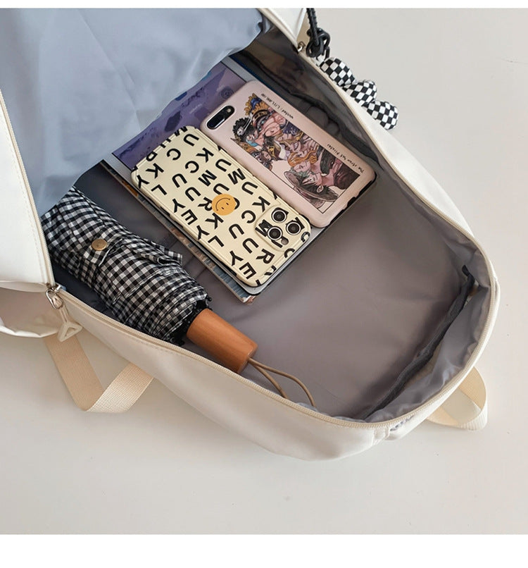 Large Capacity Nylon Backpack - Fits Tablet, A4 Magazines, Umbrella - Multiple Pockets & Adjustable Straps(red)