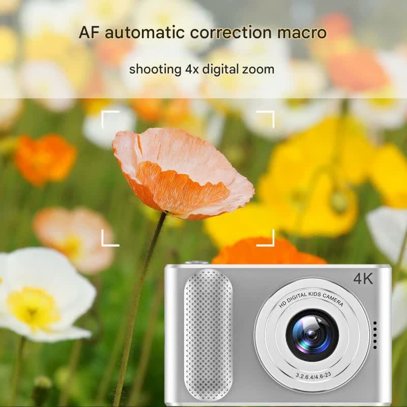 Ultra HD 4K Dual Lens Digital Camera - 44MP, 4X Zoom, 2.4 Screen, Complete with 64GB Card (pink)