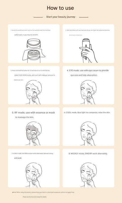 Multi-Function Facial Beauty Device - 6 Modes, 3 Intensity Levels, LED Therapy & Magnetic Charging(white)