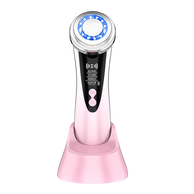 4-in-1 Facial Beauty Device - LED Light Therapy, Warm Lifting, Ion Cleansing & Eye Care(pink)