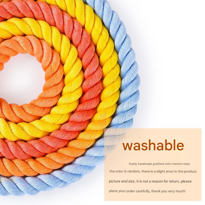 Handmade Gradient Rope Dog Collar & Leash Set - Colorful Braided Cotton (Navy blue - Size S)