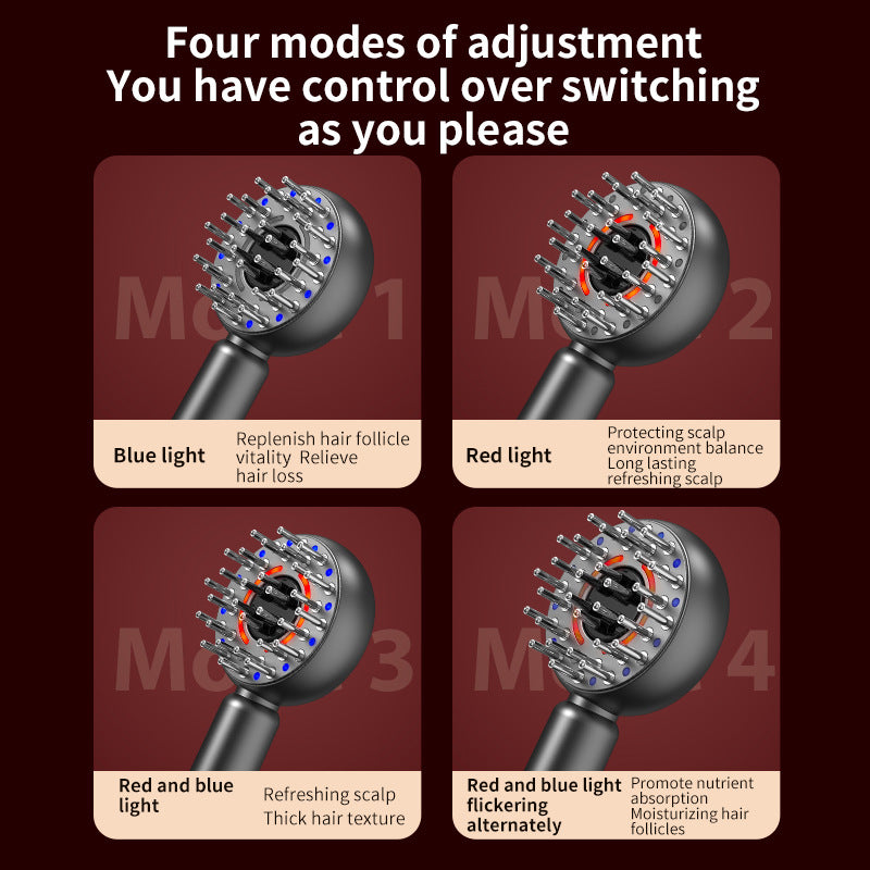 Blue Advanced Scalp Therapy Comb: Red/Blue Light, EMS & Serum Applicator