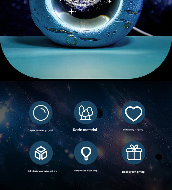 Celestial Ring LED Crystal Ball Lamp - 3D Engraving, Unique Gift (Santa Claus)