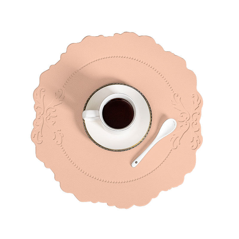 4 pcs Retro Faux Leather Placemat - Waterproof & Oil-Proof Dining Table Mat (Pink)