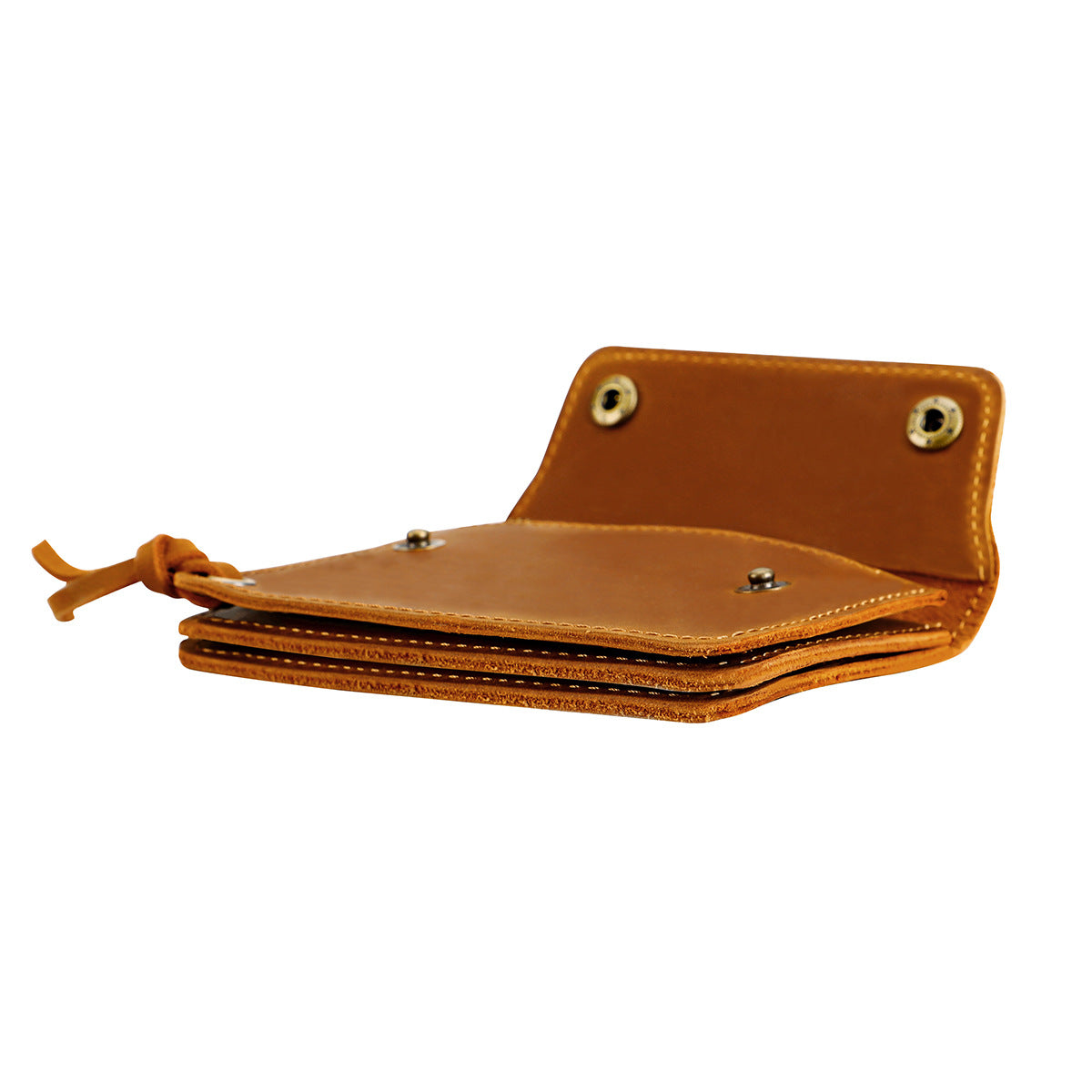 Coffee Vintage Handmade Crazy Horse Leather Wallet - Compact Card Holder & Zippered Coin Purse with Snap Closure