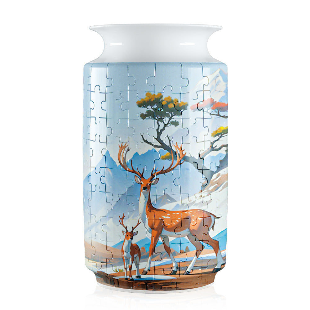 Colorful Style 2 DIY 3D Puzzle Vase - Creative Jigsaw Flower Holder with Waterproof Liner - Decorative Home Accent & Unique Gift