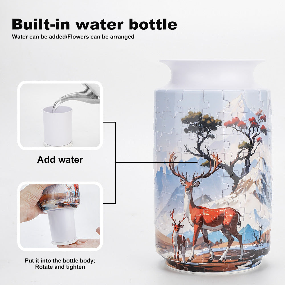 Colorful Style 4 DIY 3D Puzzle Vase - Creative Jigsaw Flower Holder with Waterproof Liner - Decorative Home Accent & Unique Gift