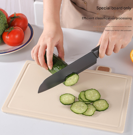 Beige 4-Piece Index Cutting Board Set with Ventilated Storage Stand - Food-Safe PP Kitchen Chopping