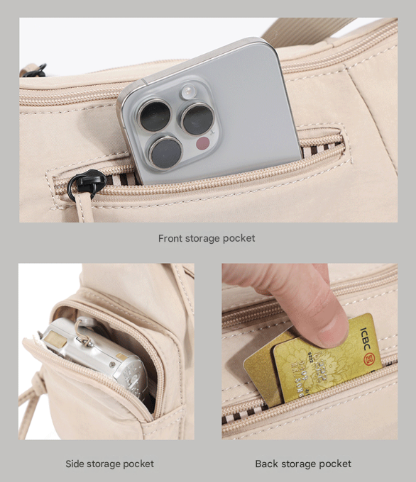 Pink Chic Lightweight Multi-Pocket Oxford Crossbody Bag - Waterproof Retro Shoulder Bag for Women