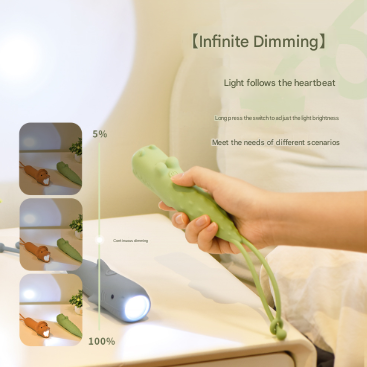 Blue Adorable Shark Silicone LED Flashlight for Kids - USB Rechargeable, Dimmable Brightness, Portable Night Light