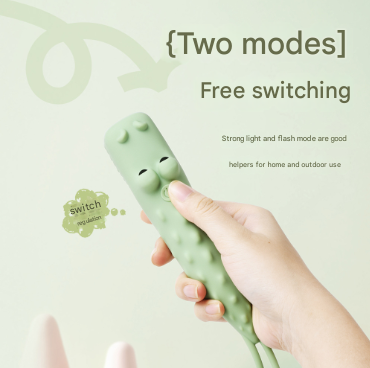 Blue Adorable Shark Silicone LED Flashlight for Kids - USB Rechargeable, Dimmable Brightness, Portable Night Light