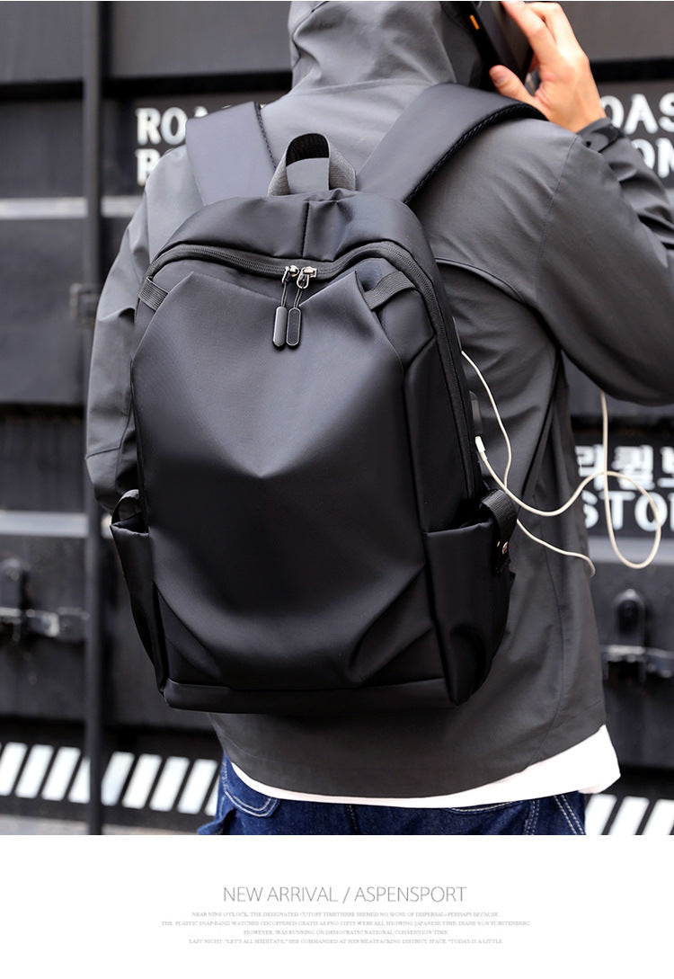 Black Modern Anti-Theft Laptop Backpack with USB Charging Port - Water-Repellent Travel & Business Bag for 15.6 Inch Laptops