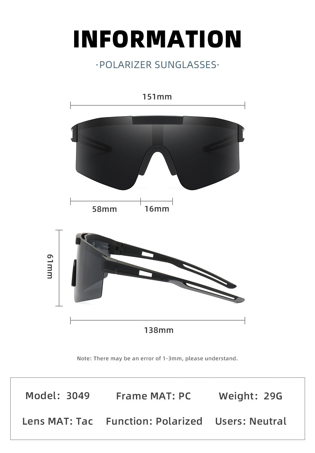 Purple Lenses With Black Temples Ultra-Light Polarized Sports Sunglasses - Wraparound Shield Design for Cycling & Outdoor Performance