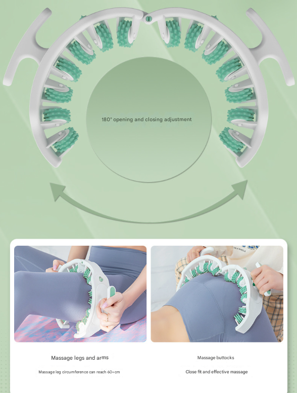 Green and White Adjustable 3D Leg & Body Roller Massager - Deep Tissue Muscle Relief for Thighs, Calves, Arms - Fascia & Cellulite Tool with Detachable Handles