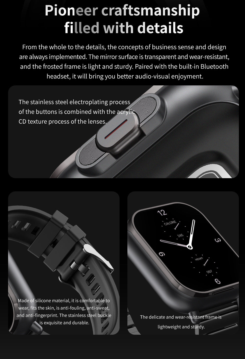 Black TPU Strap 2-in-1 Smartwatch with Built-in Earbuds - 2.01 HD Touchscreen, Bluetooth Calls, Health Monitor, Long Battery Life