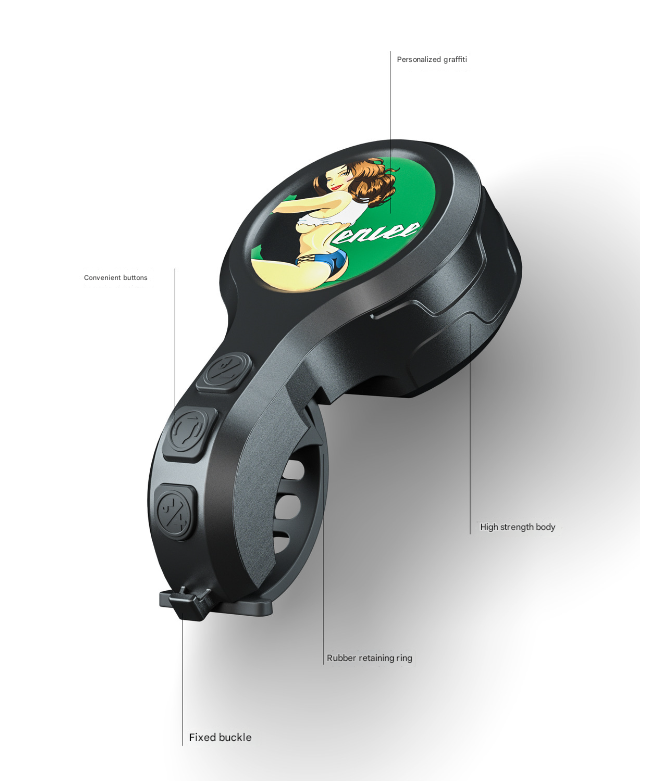 Black Style C Ultra-Loud Electric Bike Horn - 130dB USB Rechargeable, IPX6 Waterproof, Easy Mount Bicycle Safety Bell