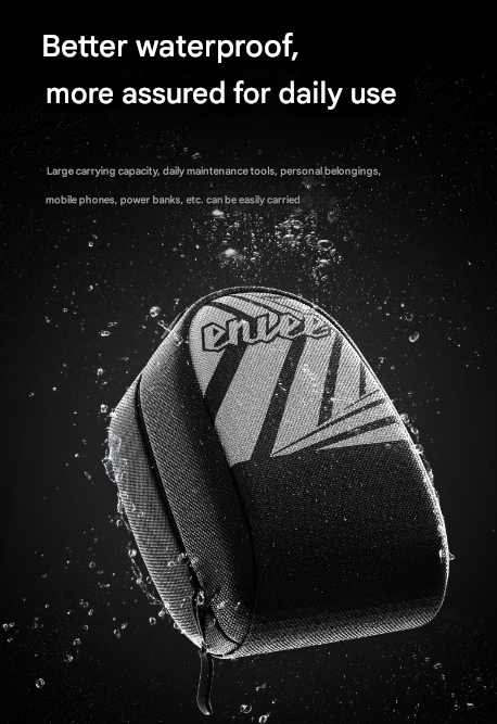 Black Compact Bike Saddle Bag - Quick-Release Water-Resistant Tail Pouch with Reflective Accents