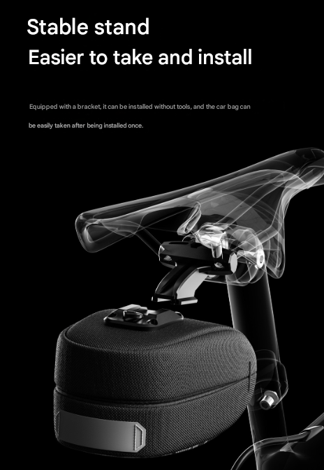 Khaki Compact Bike Saddle Bag - Quick-Release Water-Resistant Tail Pouch with Reflective Accents