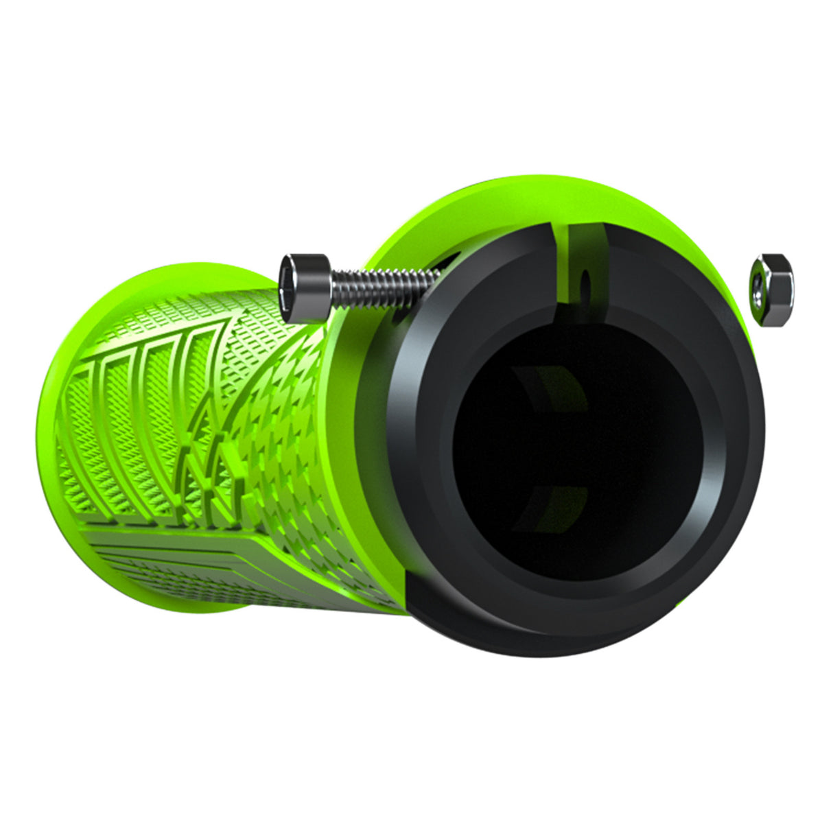 Green Ergonomic Lock-On Bike Grips - Anti-Slip TPR Rubber, Alloy Rings & Plugs for MTB & Commuter Bikes