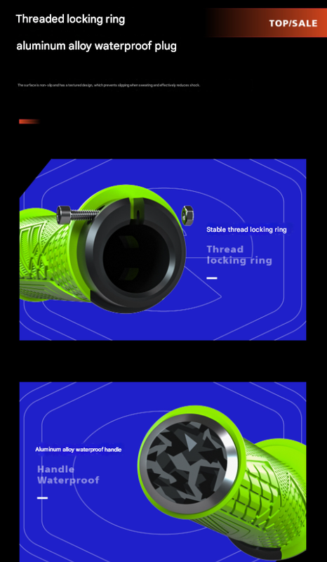 Orange Ergonomic Lock-On Bike Grips - Anti-Slip TPR Rubber, Alloy Rings & Plugs for MTB & Commuter Bikes