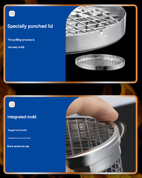 2 Pcs Size L Silver Rolling Stainless Steel BBQ Grill Basket - Cylindrical Grilling Cage for Veggies, Meats & More (304 Food-Grade)