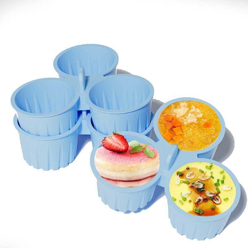2 Pcs Pink 3-Compartment Silicone Bowl - BPA-Free, Microwave & Air Fryer Safe for Eggs, Baking & Food Storage