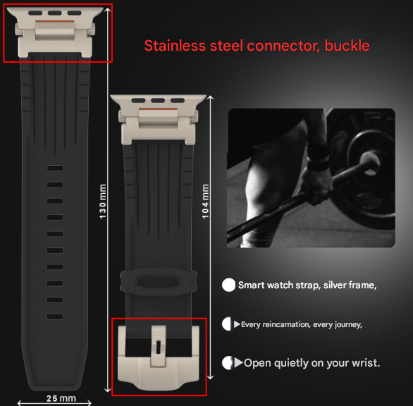 Dark Grey Rugged Tactical Silicone Strap for Apple Watch Ultra & Series - Heavy-Duty Metal Clasp