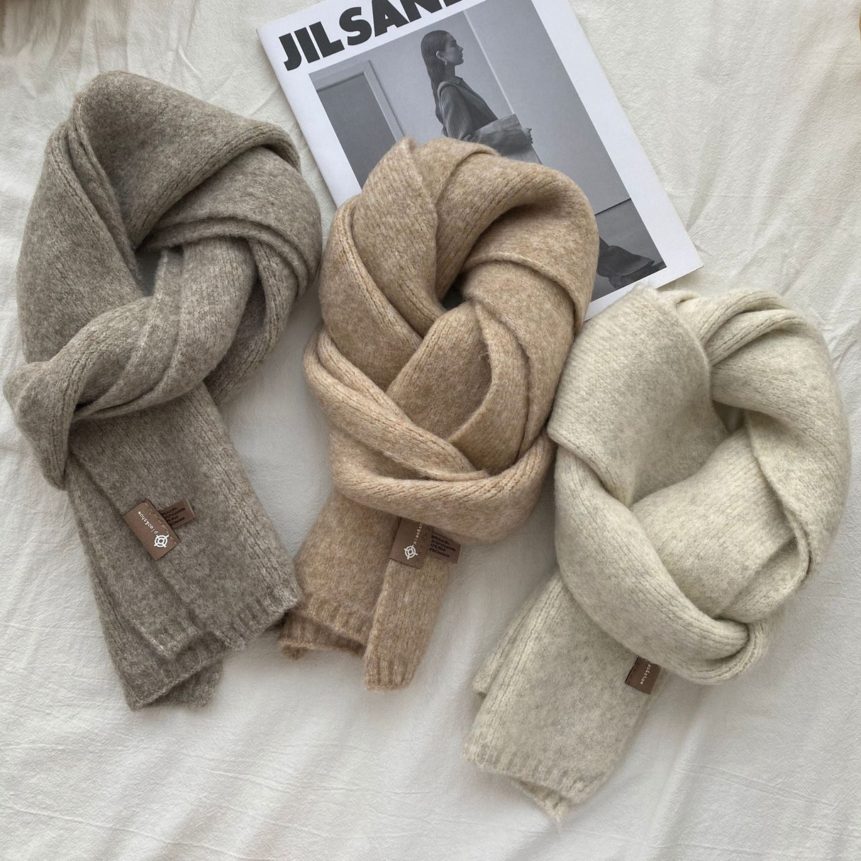 Black Luxuriously Soft Wool Blend Knit Scarf - Cozy Warm Solid Colour Unisex Winter Essential