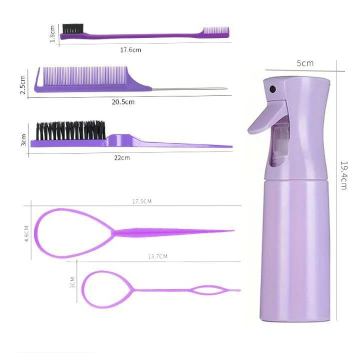 Purple Ultimate 27-Piece Hair Styling & Care Kit - Detangling Brushes, Combs, Scalp Massager & Salon Accessories