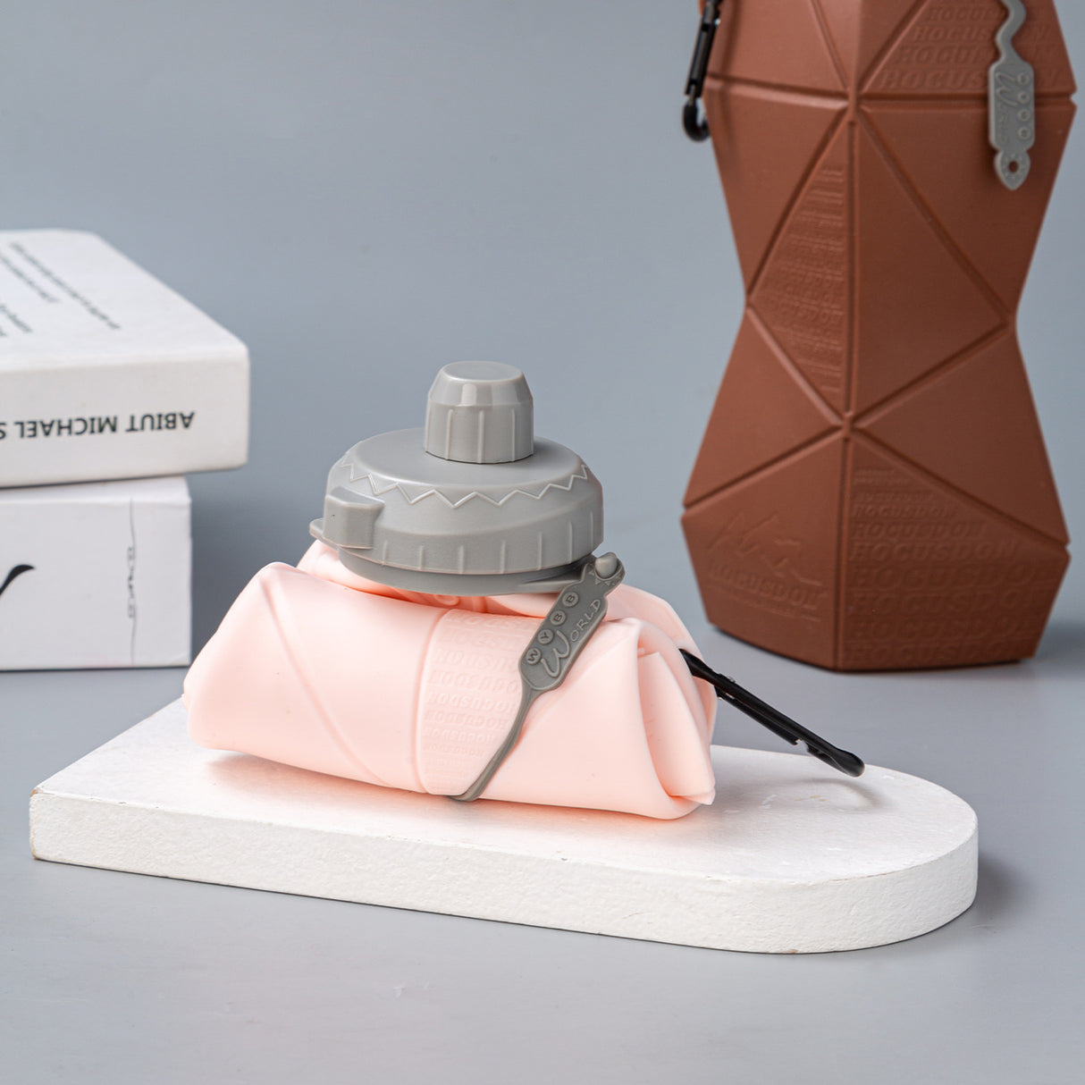 Pink and Black Cup Lid Ultimate Foldable Silicone Water Bottle - Lightweight Leakproof Travel & Sports Hydration - 700ml