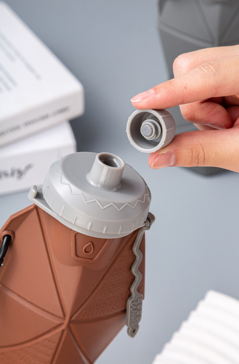 Blue and Black Cup Lid Ultimate Foldable Silicone Water Bottle - Lightweight Leakproof Travel & Sports Hydration - 700ml