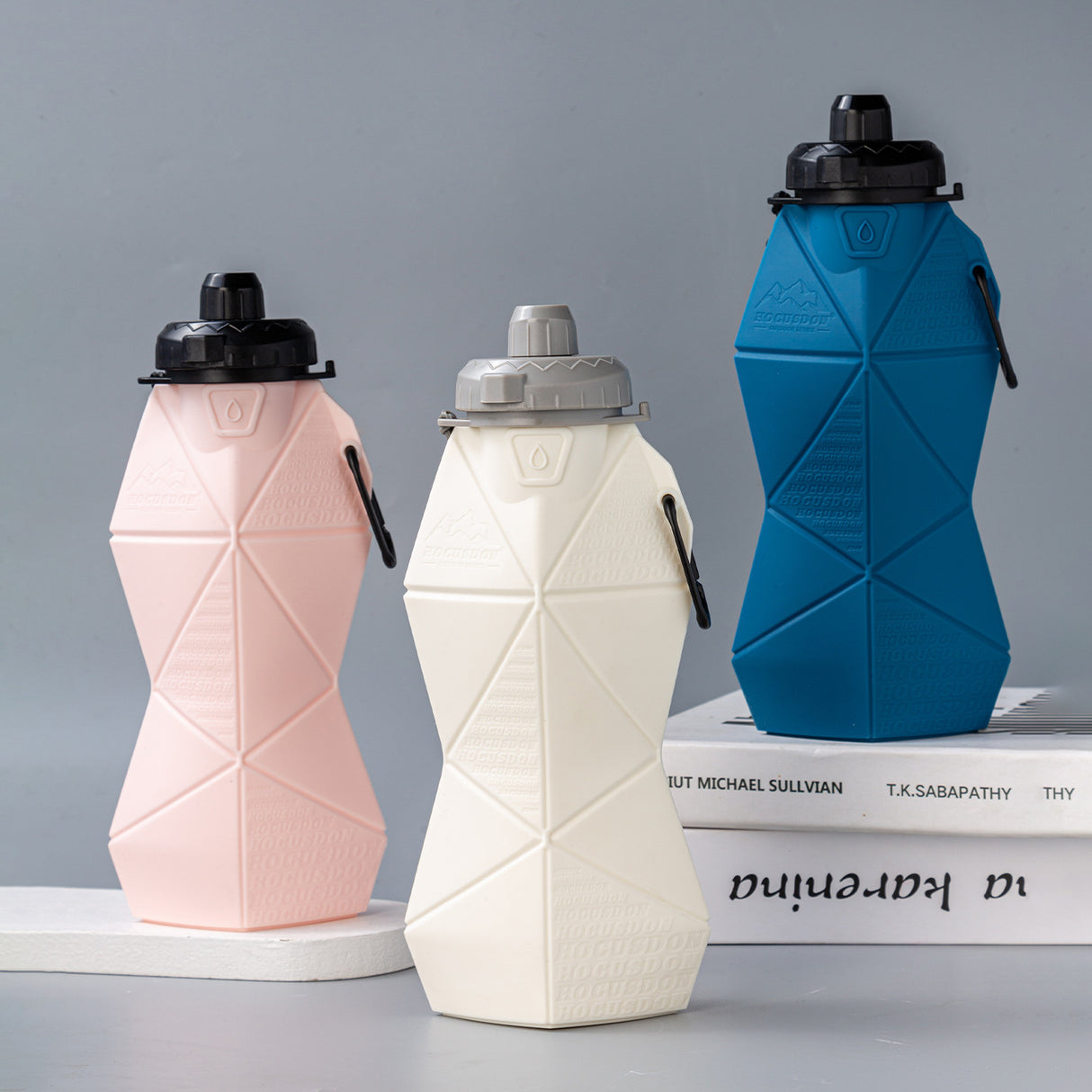 Dark Grey and Grey Cup Lid Ultimate Foldable Silicone Water Bottle - Lightweight Leakproof Travel & Sports Hydration - 700ml